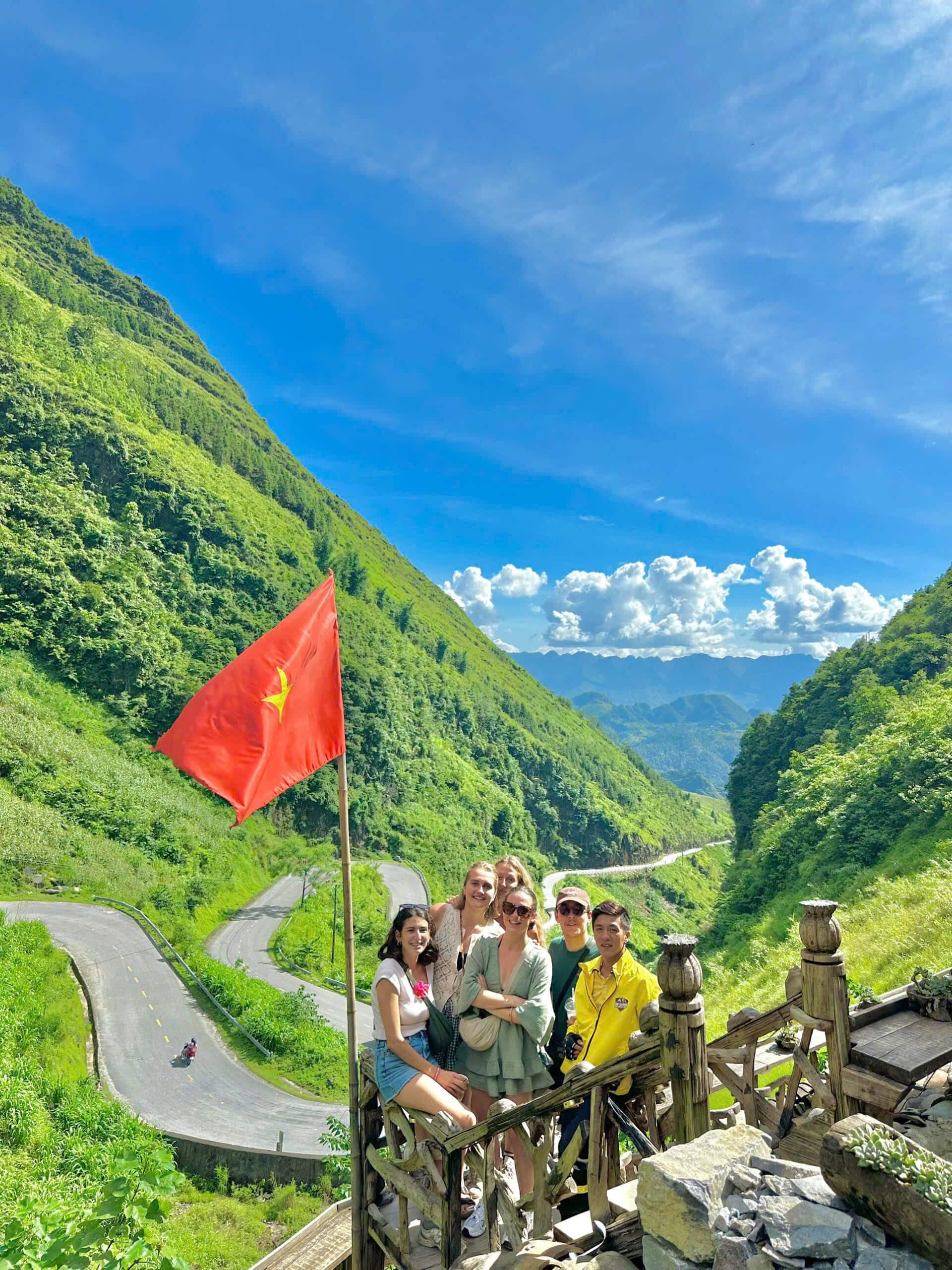 The Ma Pi Leng Pass in sunny day, known as one of the most beautiful mountain passes on the Ha Giang Loop, Vietnam.